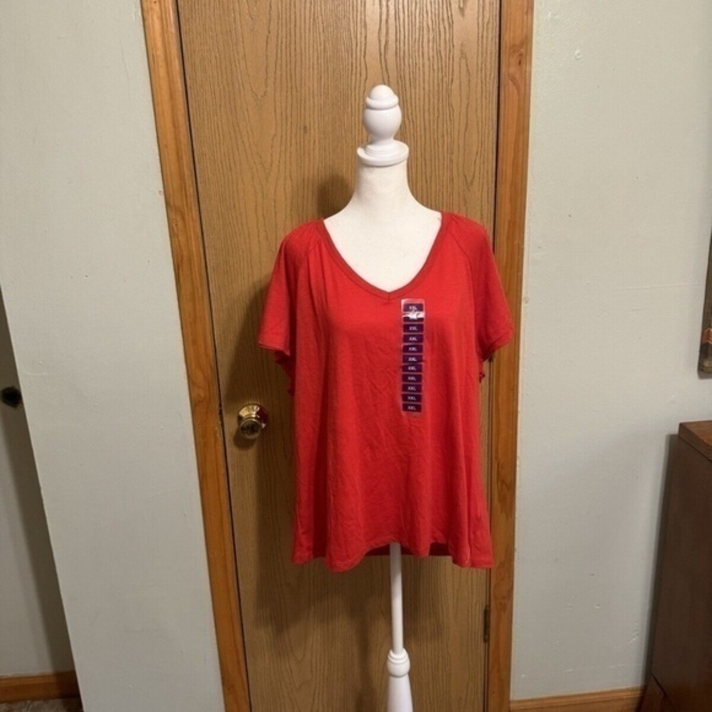 Rafaella NWT XXL Solid Red Short Sleeve Knit Top